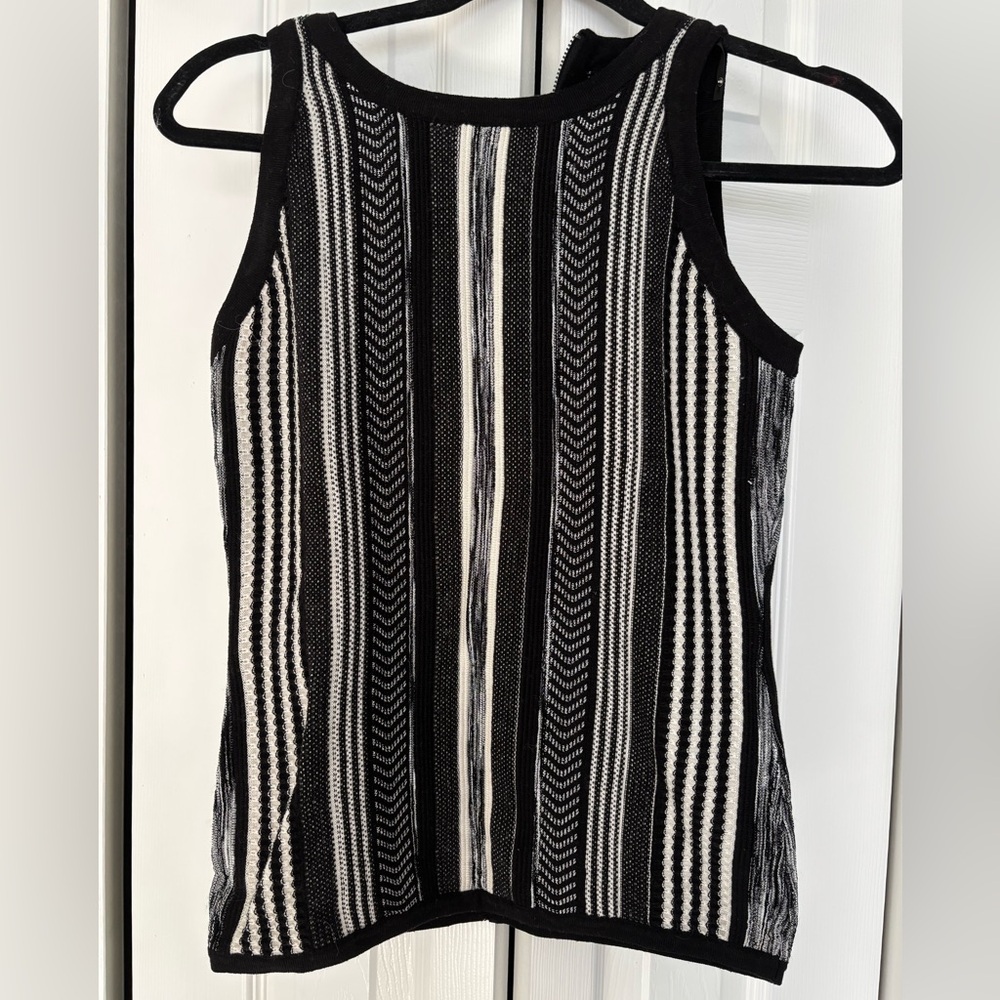 White House Black Market Monochrome Striped Tank Top